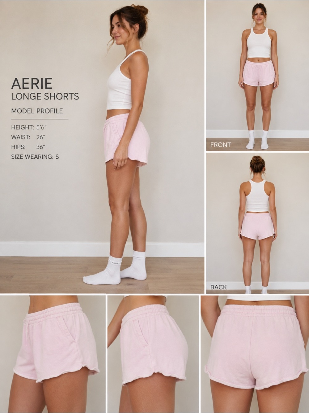 aerie Light Purple Elastic-Waist Terry Shorts